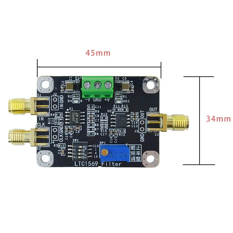 LTC1569 10th-Order Elliptic Low-Pass Filter Module Adjustable Cutoff Frequency, Manually Programmable for Signal Processing