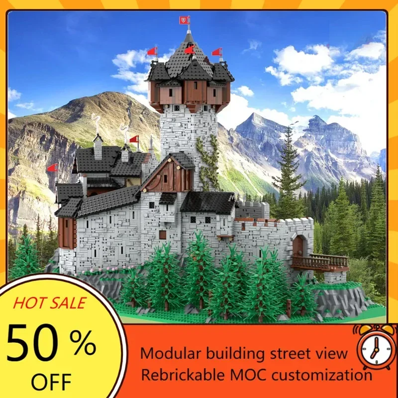 

15539PCS Burg Castle Custom Model Kit Carinthia Austrian Alps MOC View Holiday Educational Architecture Assembly Puzzle Toy Gift