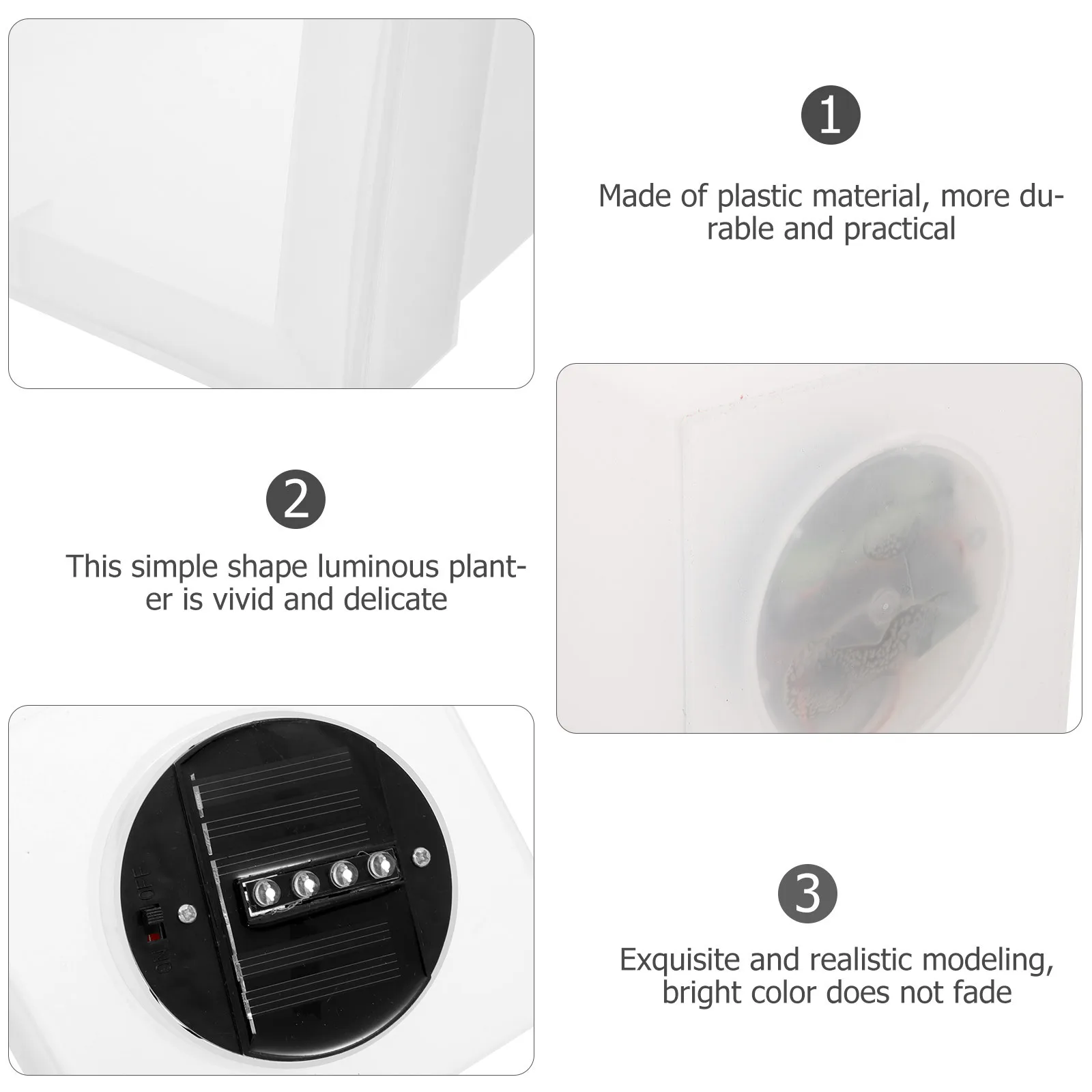 

Luminous Square Plastic Flowerpot Solar Powered Planter Garden Outdoor Decorative Glowing Plant Pot Light Solar Powered Planter