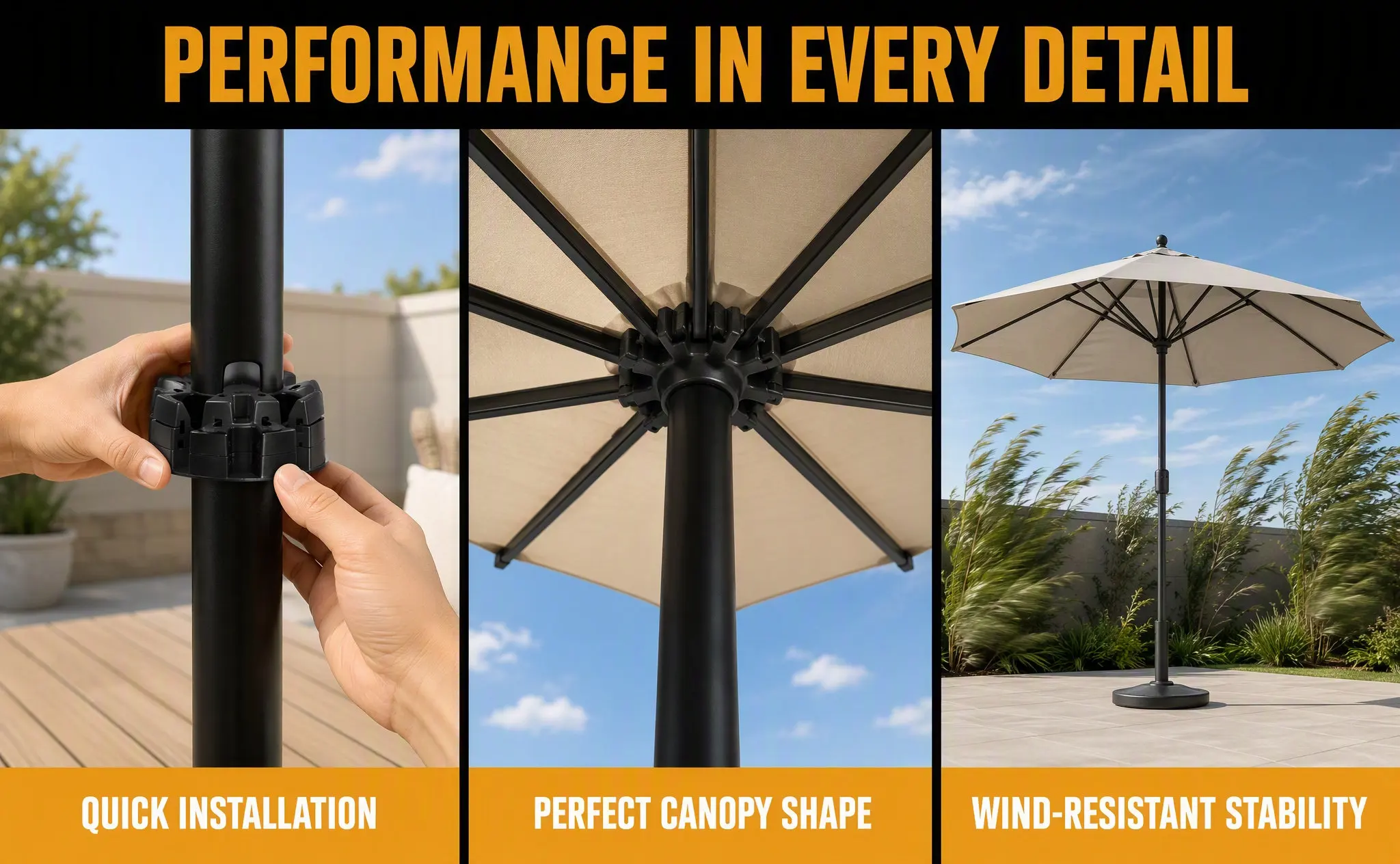 Replacement Lower Hub for Roman Umbrella Black Plastic Outdoor Patio Parasol Rib Holder Opening Closing Mechanism Outdoor