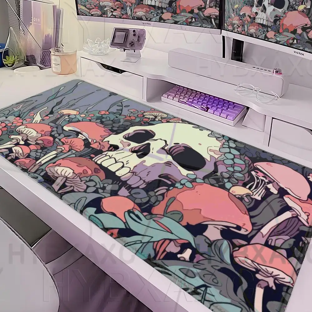 80x40 Pastel Goth Skull Mushroom Mouse Pad Multiple sizes Large Square Computer Office Game Table Mat Rubber Anti-slip Desk Mat