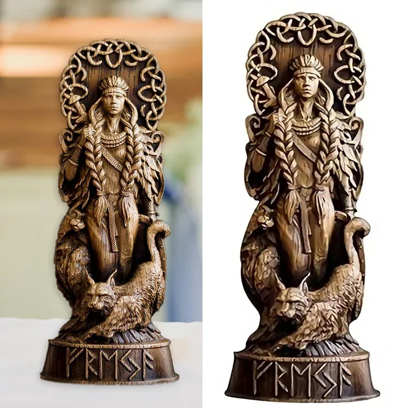 Freyja Statue Norse Gods Carving Altar Heathen Asatru Viking God Goddes Sculpture Scandinavian Pantheon Resin Ornaments