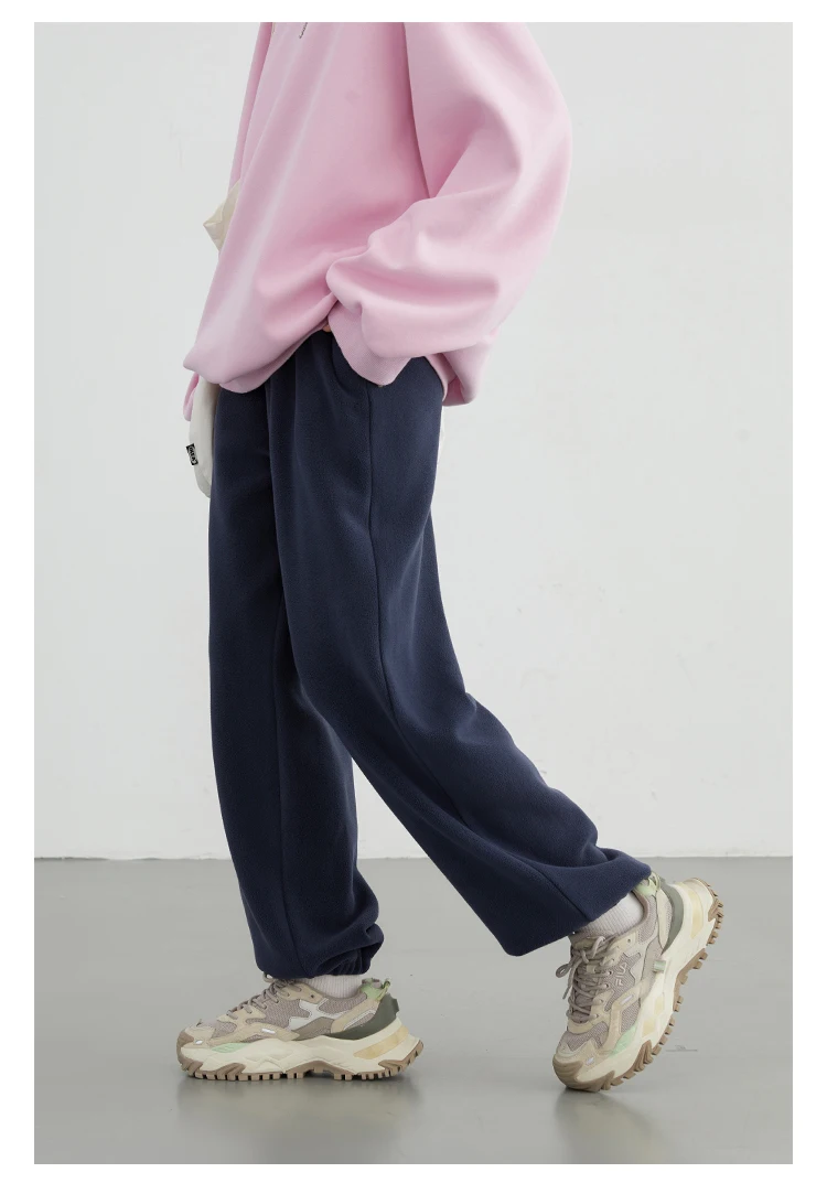 CHIC VEN Women's Pant Loose Casual New High Waist Fleece Pant Thick Plush Warm Female Sports Trousers Autumn Winter 2023
