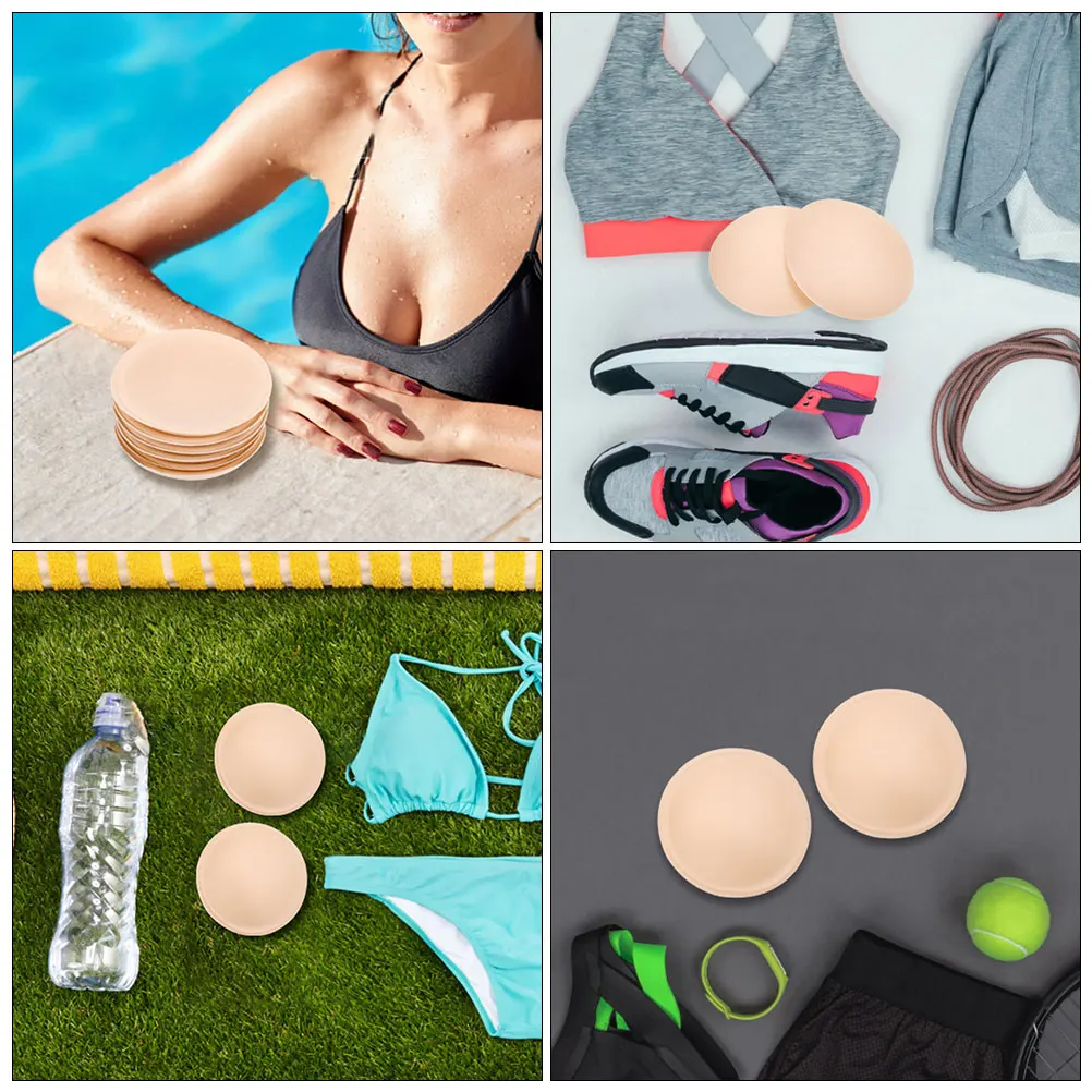 

4 Pairs Chest Pad Inserts for Sports Bras Swimsuits Tops Nipple Covers Non Adhesive Reusable Washable Comfortable Breathable