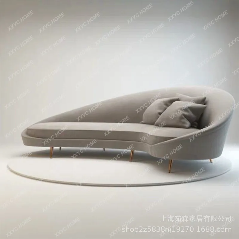 

LX pink fabric living room curved sofastyle simple creative photo studio living room exhibition hall sofa