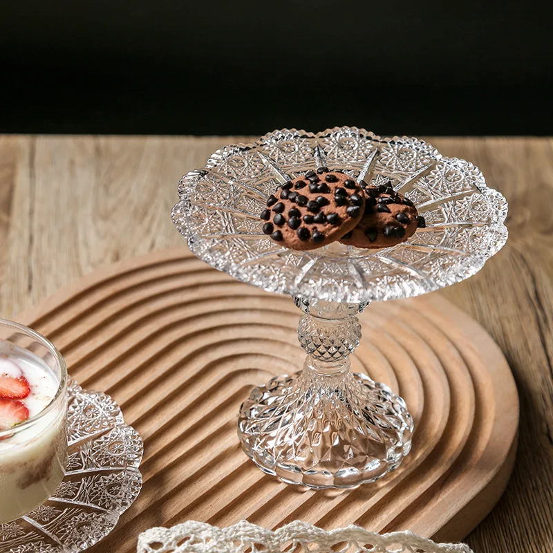 Crystal Glass Cake Stand Cake Display Stand Crystal Glass Fruit Plate Display Desserts Holder for Wedding Cakes Serving Platters