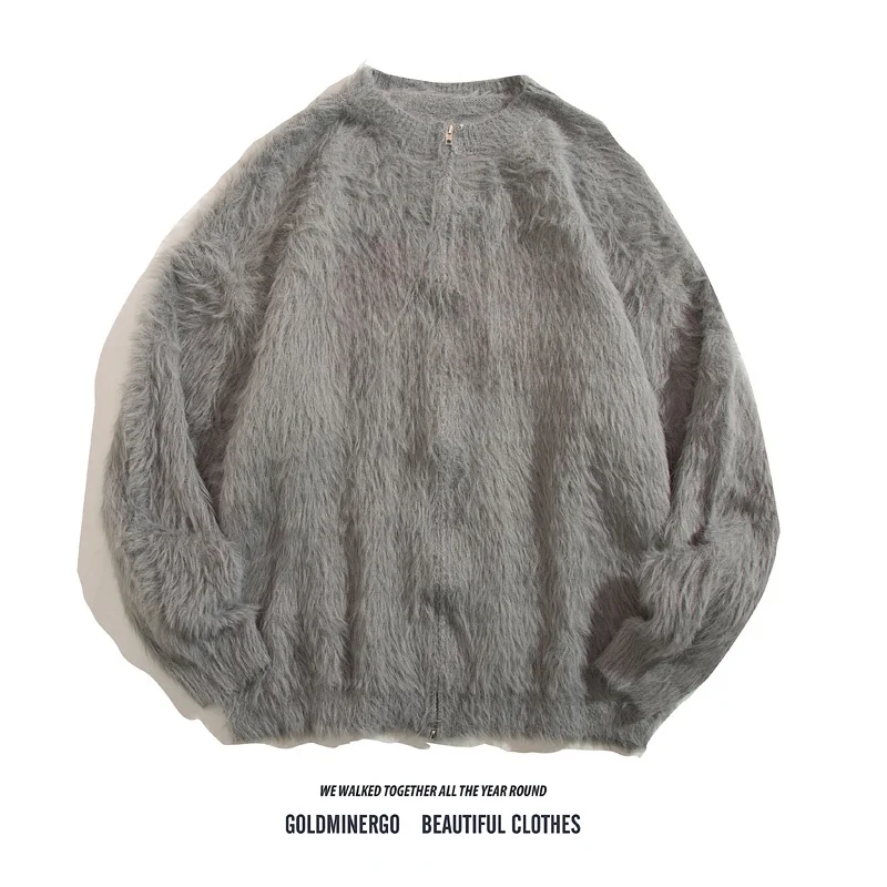 

American Retro Lazy round Ne Knitted Sweater Men Women Autumn Winter Letter Embroidery College Sle Mink Simulation Knitte...