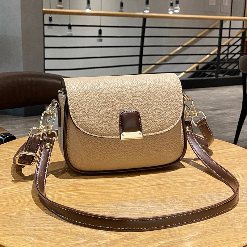 New High-capacity Trendy Saddle Shoulder Bag Women Leather Crossbody Bag Simple Solid Color Flap Messenger Bag Designer Handbags