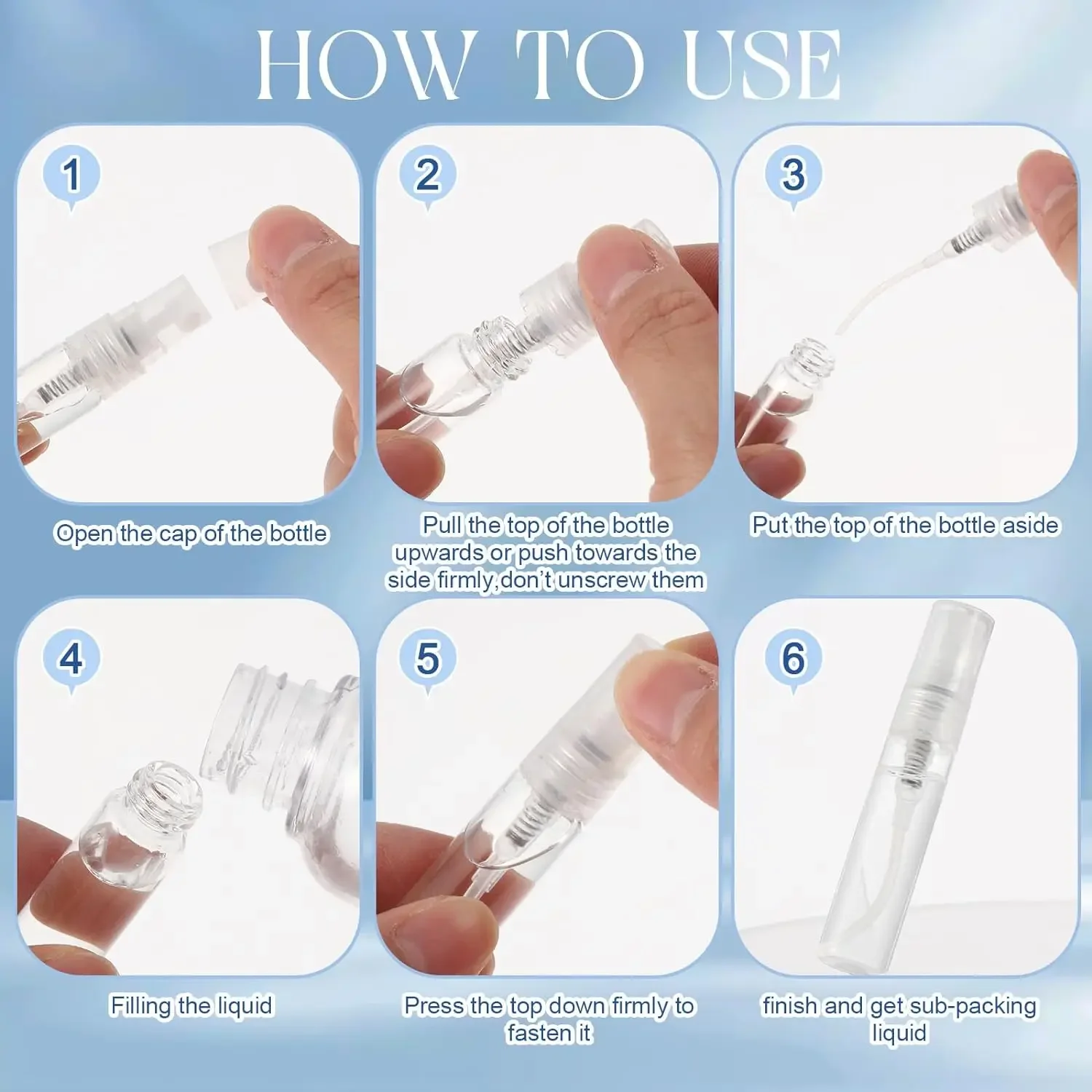 5pcs 2ml - 10ml Mini Refillable Sample Perfume Glass Bottle Travel Empty Spray Atomizer Bottles Cosmetic Packaging Container