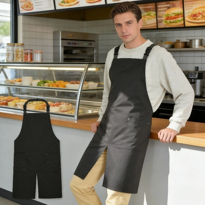 

Корейская и японская водонепроницаемая рабочая униформа без рукавов с регулируемыми карманами на завязках для ресторанов, кафе и кухонного персонала