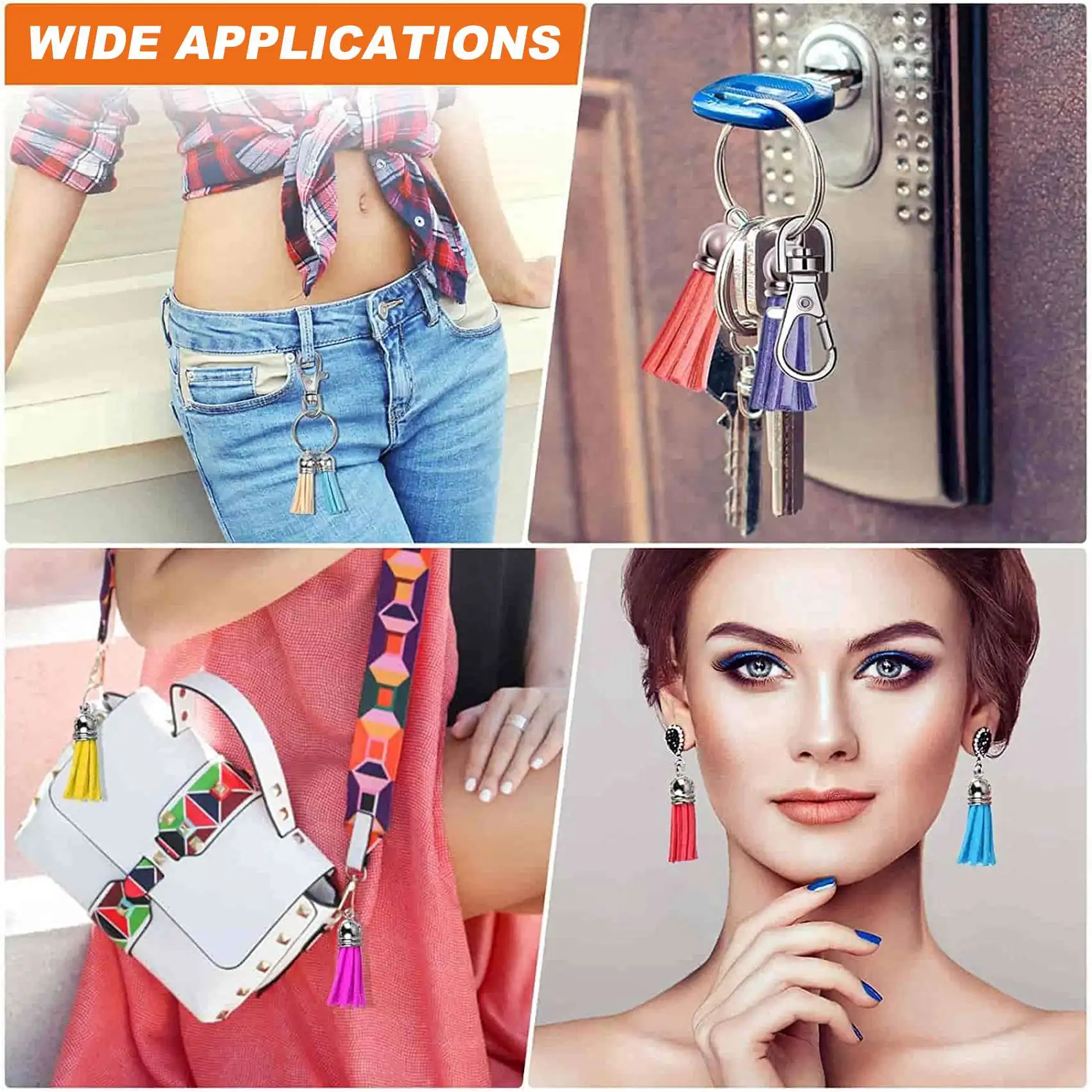 

New-Design 140Pcs Tassel Keychain Bulk Set for DIY Leather Pendants Keychain