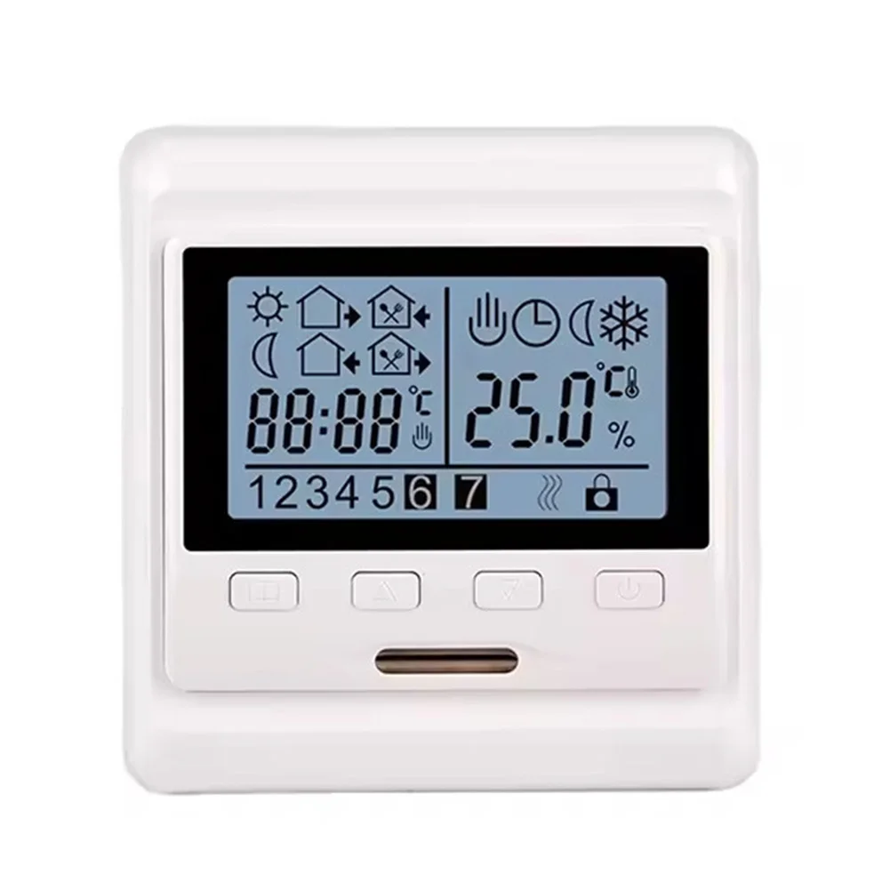 16A Dual Control Electric Thermostat for Floor Heating with Weekly Programmable Schedule and Temporary Settings