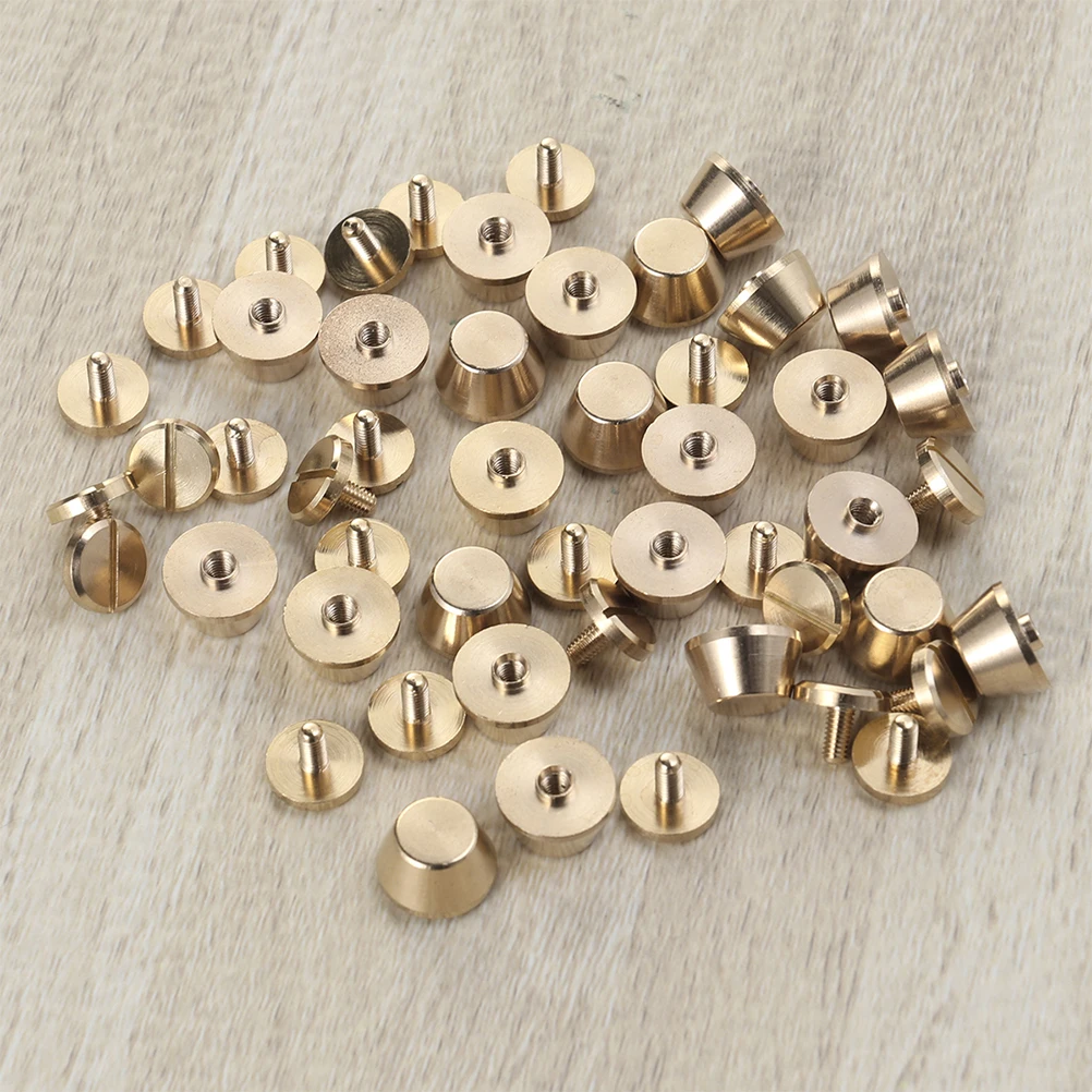 

10pcs Copper Studs Bottom Nails For Bags Fine Screw Round Stud Accessories Belt Buckle Craft Hardware Screws Fasteners