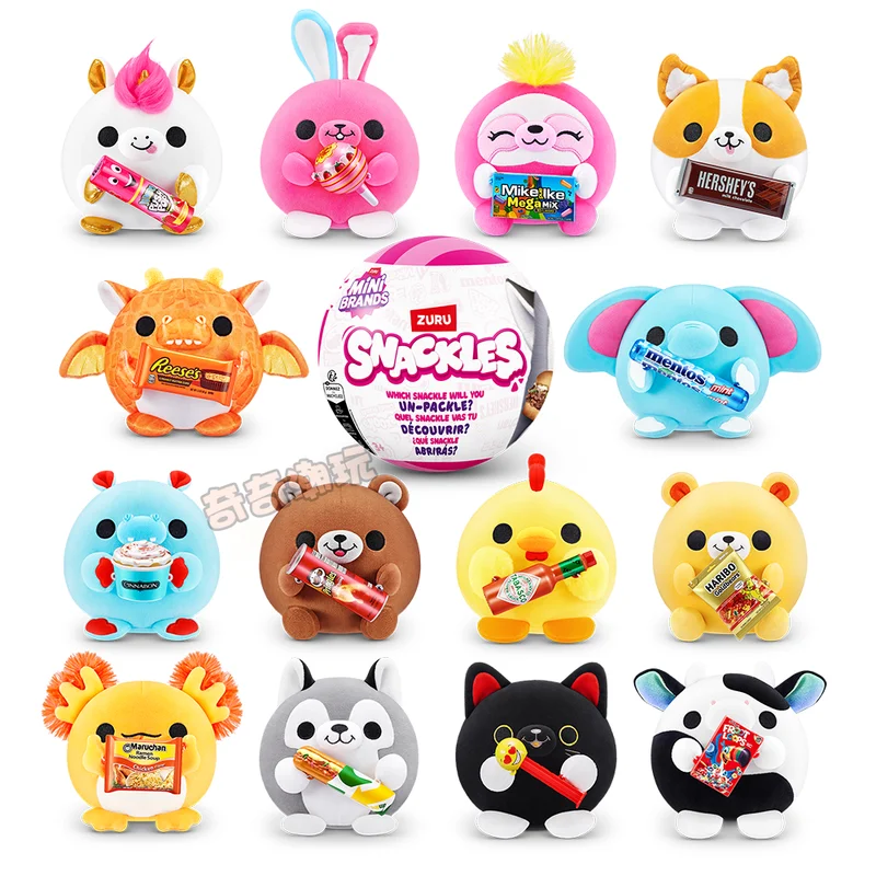 Snackles Plüschtier Blind Box Mystery Capsule Niedlicher Bär Sammlerstück Stofftier Supermarkt Überraschungsball Kawaii Geschenk