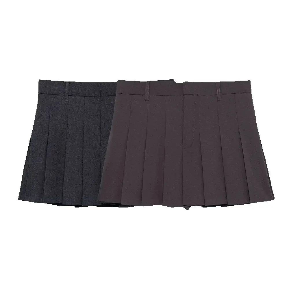 KONDALA レディース 秋 ハイストリート スカート セーフティパンツ付き プリーツスカート 通勤 スコート 新ファッション 2025 夏 ヴィンテージ ミニスカート