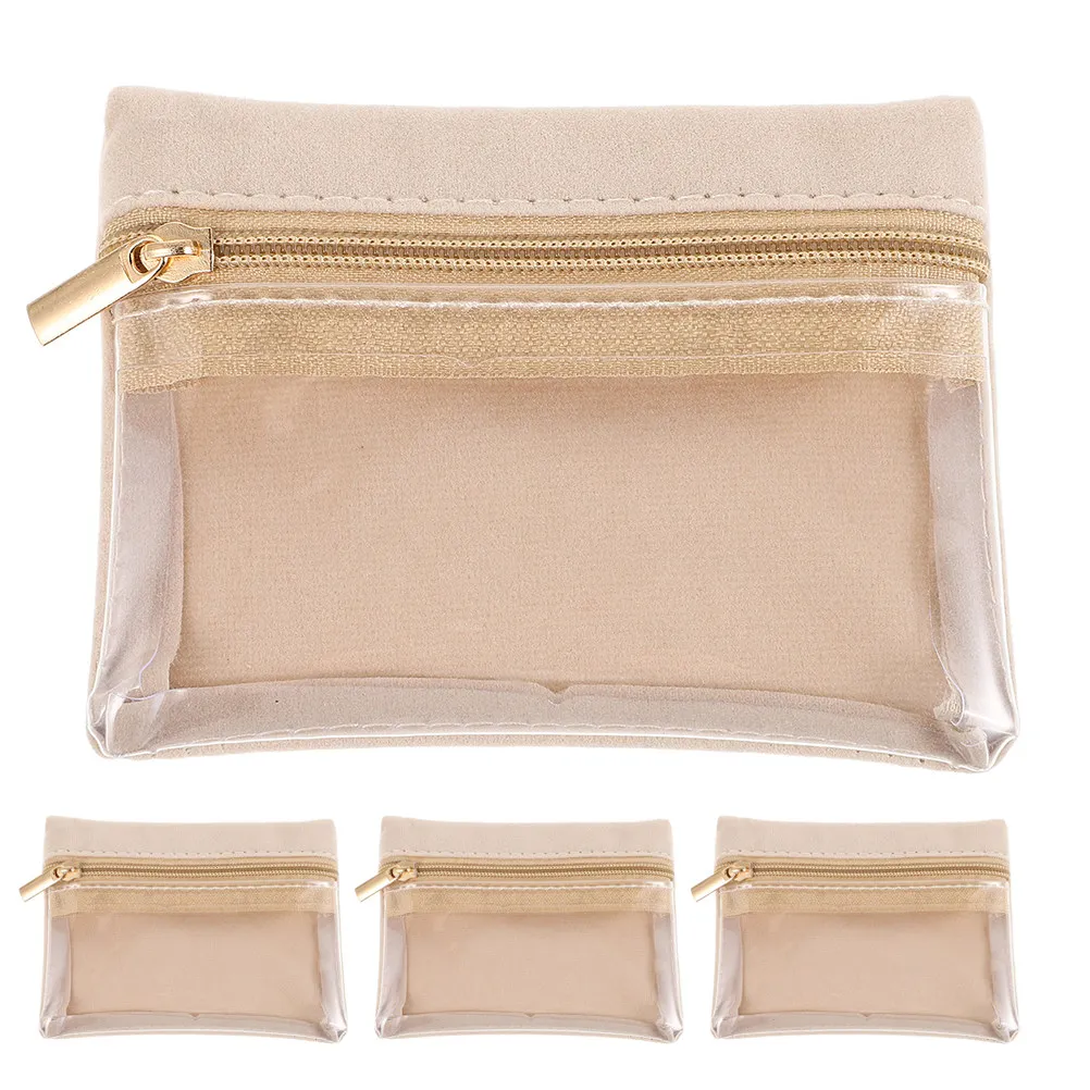 4Pcs Small Jewelry Bags Transparent Travel Jewelry Organizer Pouch with Zipper for Rings Earrings Bracelets Necklace Portable