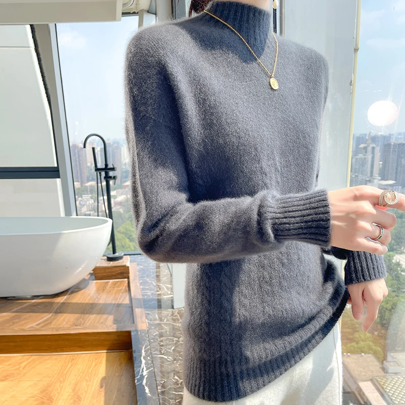 

Premium soft and sticky cashmere sweater for women, thick and beautiful autumn and winter sweater, knitted base wool sweater