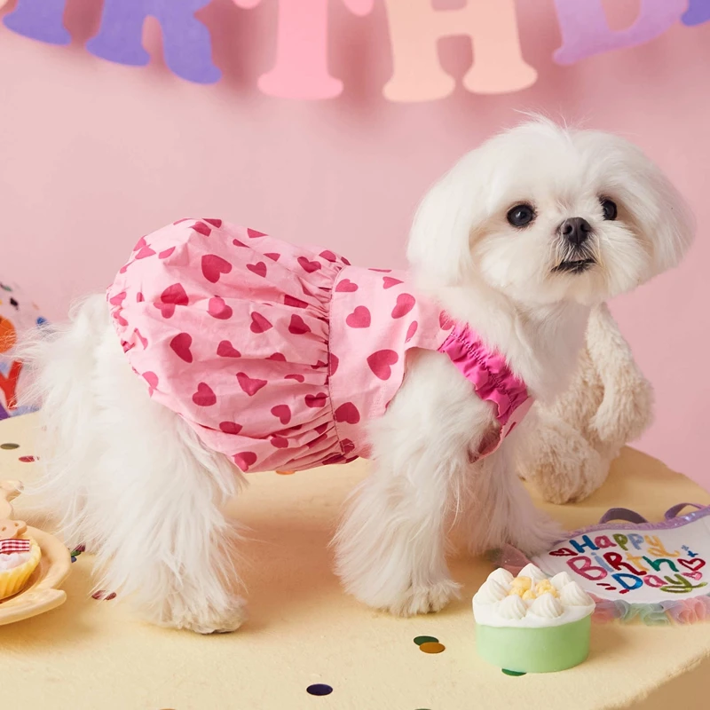

Summer Pet Dog Pink Print Vest Skirt Clothes Cool Dogs Clothing Cat Small Cute Thin Summer Fashion Puppy Clothes Dresses XS~XL