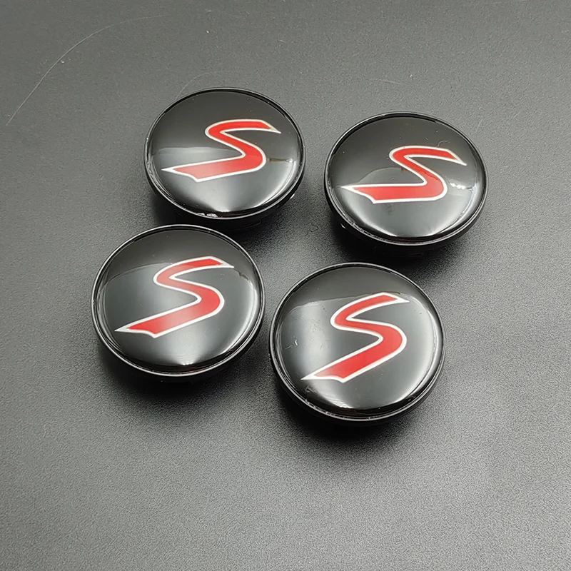 4pcs 54mm ABS Logo S Wheel Center Caps Car Emblem Rims Cover Hub Caps