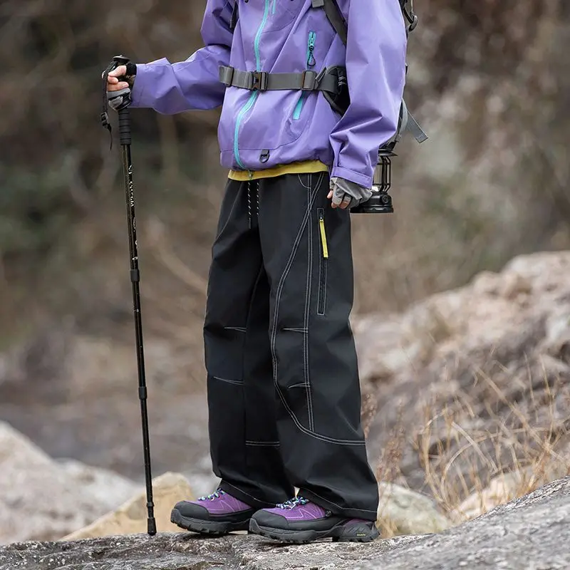 Men's Fashion Quick Dry Waterproof Cargo Long Pants Outdoor Hiking Loose Fit Trendy Casual Straight Leg Trousers​