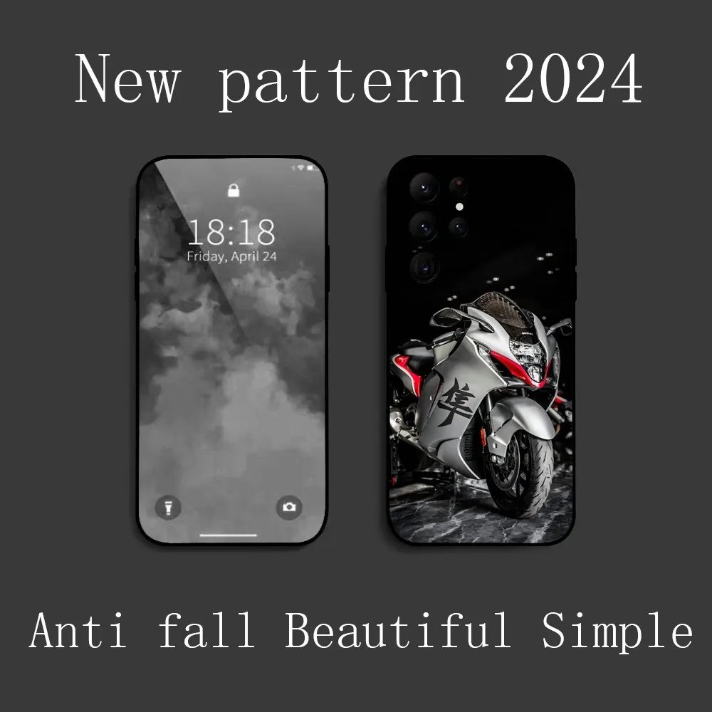 S-Suzuki Hayabusa GSX 1300 R Car Phone Case for Samsung Galaxy S24 Ultra S22 S23 Ultra S21 S20 5G Protective Soft Silicone TPU F