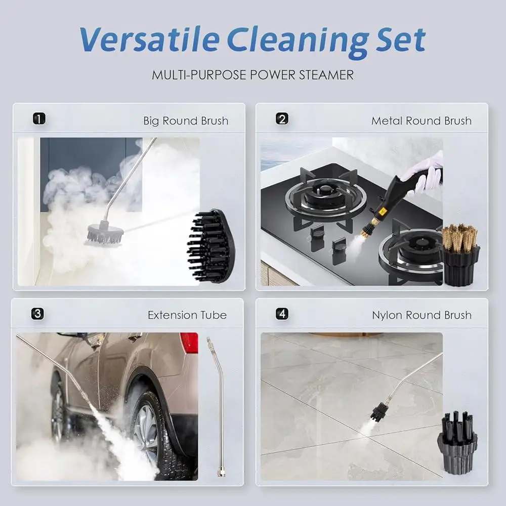 1500W 고압 스팀 청소기 Tankless 15s 가열 230F 자동차 자동차 홈 주방 욕실 그라우트 타일 청소 도구