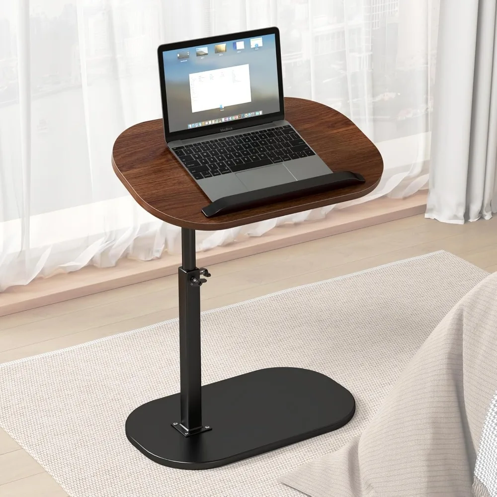 Adjustable Height C Shaped Side Table, 360°Swivel & Flip Top C Shaped End Table for Couch, Mobile C Side