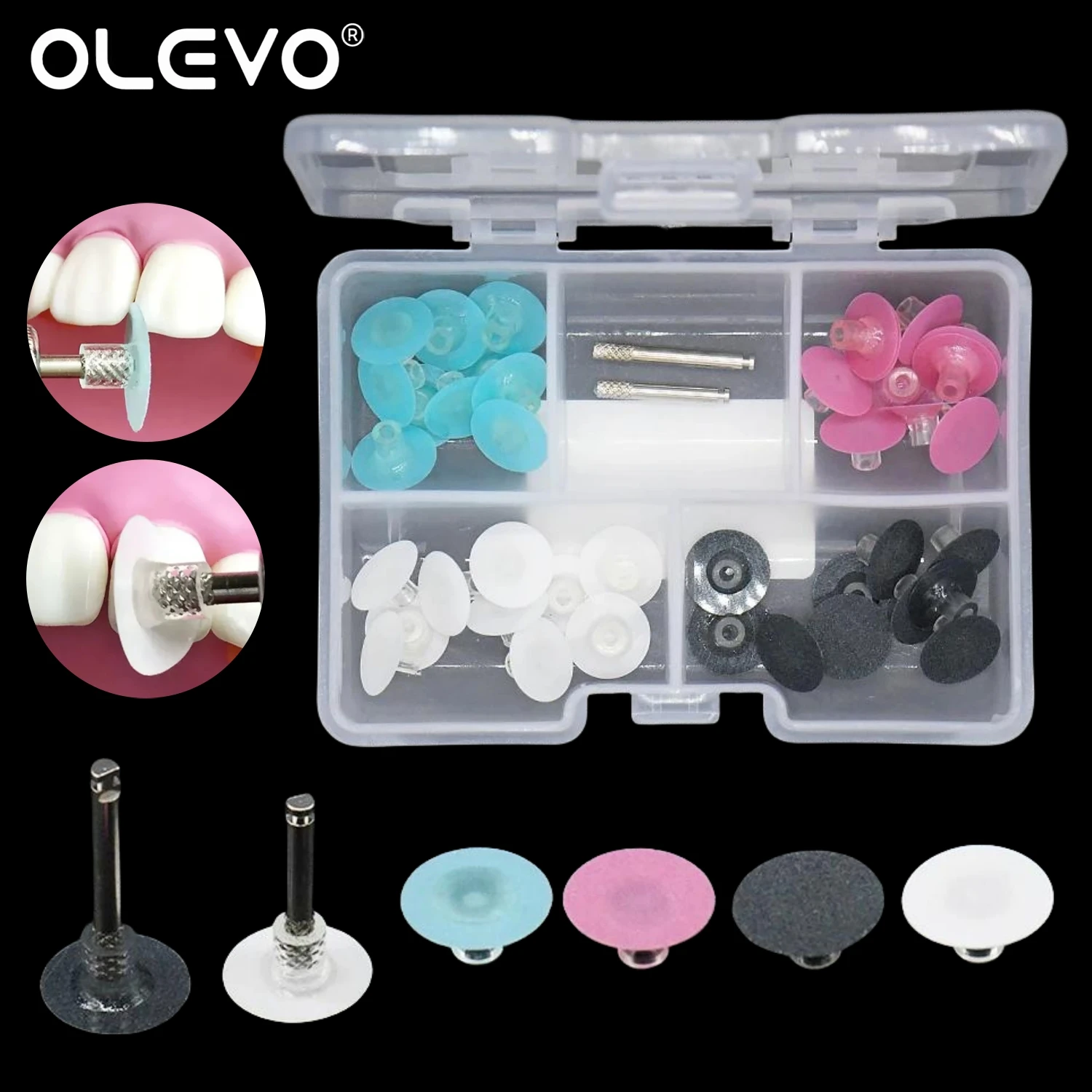 

40pcs Dental Polishing Discs Composite Finishing Polishing Stem Disc Kit Reduction Contouring Mandrel Teeth Whitening Materials