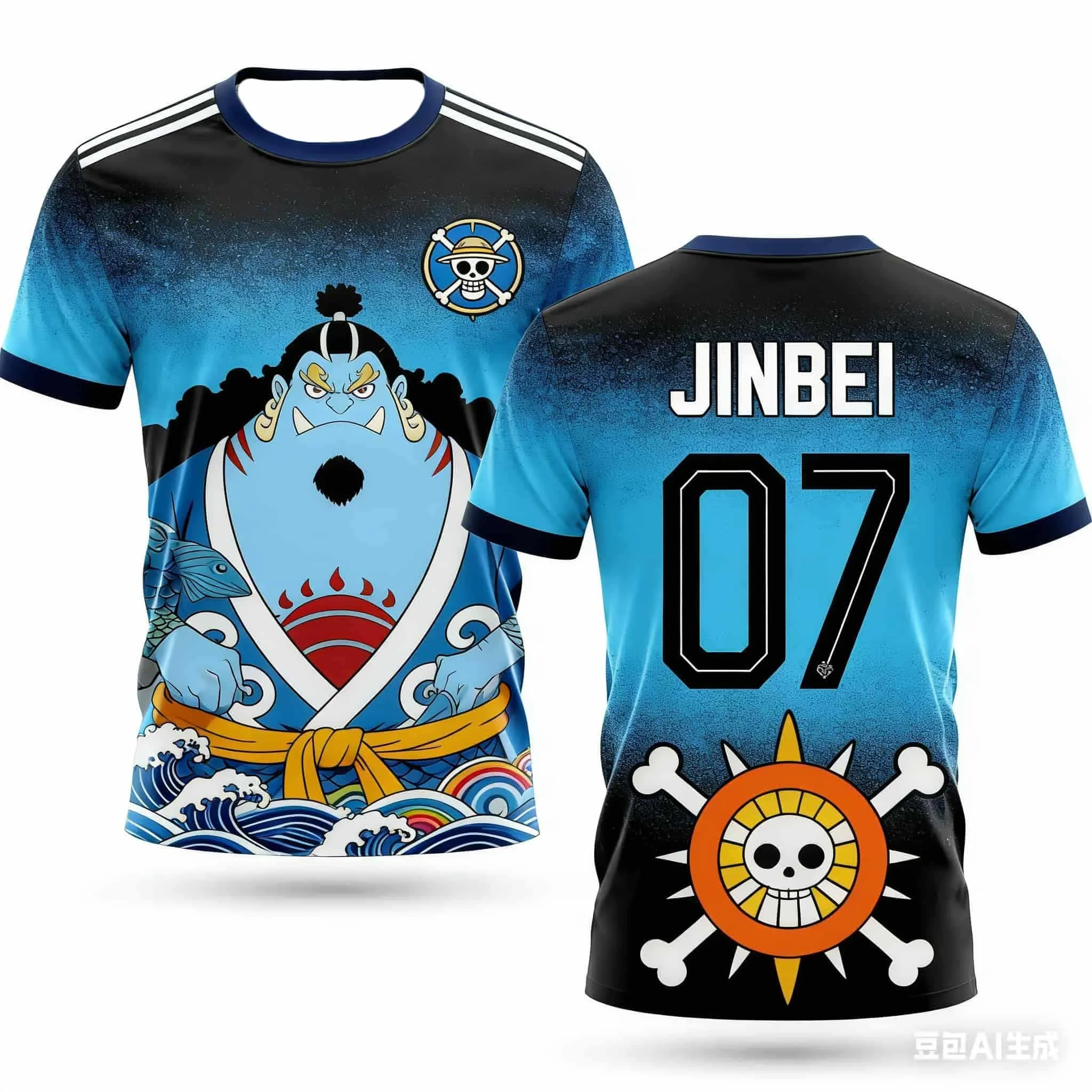 Sommer Manga "One Piece" Seekapitän Luffy 3D Fußball-Sportshirt für Herren Familienfreundliches Schnelltrocknendes Atmungsaktives Sport-T-Shirt – Detail 8