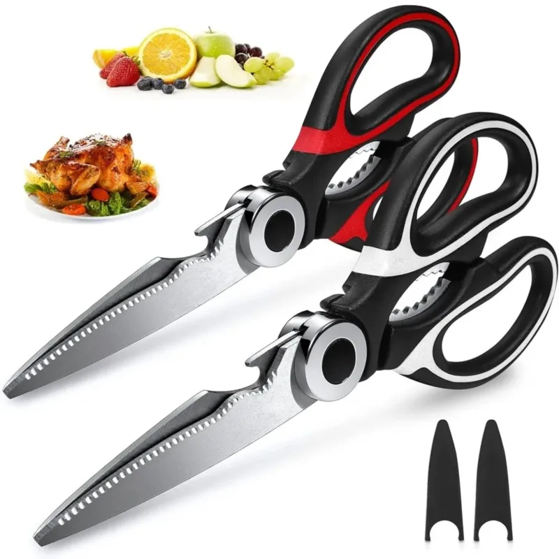 

Kitchen Food Scissors Stainless Steel With Lid Chicken Fish Cut Vegetables Roast Broiler Bone Can Be Opened To Clip Walnuts Tool
