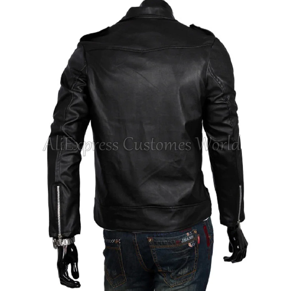 سترة جلدية للرجال بقصة ضيقة للدراجات النارية ، معطف بسحاب غير رسمي ، ملابس حفلات للكرنفال والهالوين ، أزياء للكبار