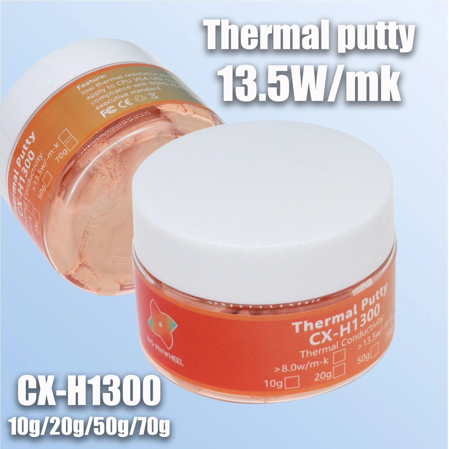 CX H1300 Thermal Putty 13.5W/m.K for VGA GPU IC Processor Rapid Cooling Thermal Pad Heat Blocking Putty Replacement 10/20/50/70g