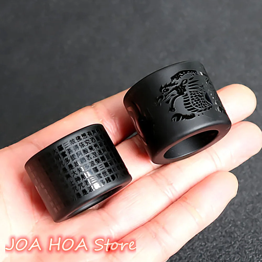 Top Selling Ring Natural Obsidian Wrench Finger Male Dragon-roar Nine Days Hand-ring Dragon Transfer Amulet Quality Fine Jewelry