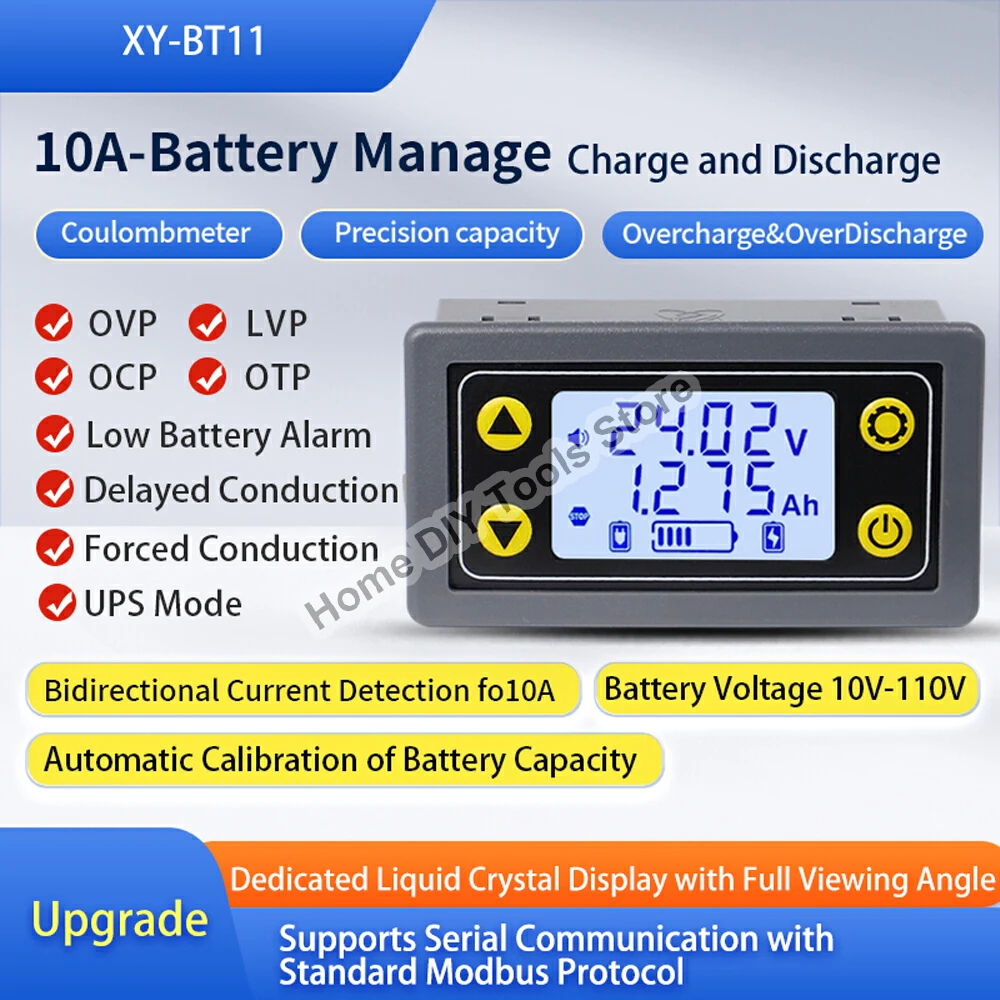 

Coulometer DC10-110V Battery Capacity Indicator Tester Fully Automatic Charge And Discharge Management Protection Ammeter Voltme