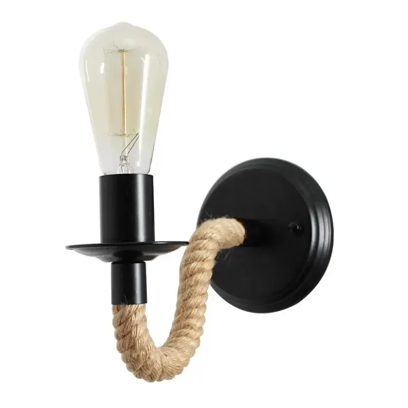 

Classic antique Nordic American wall lights, European hemp rope creative corridor aisle lights