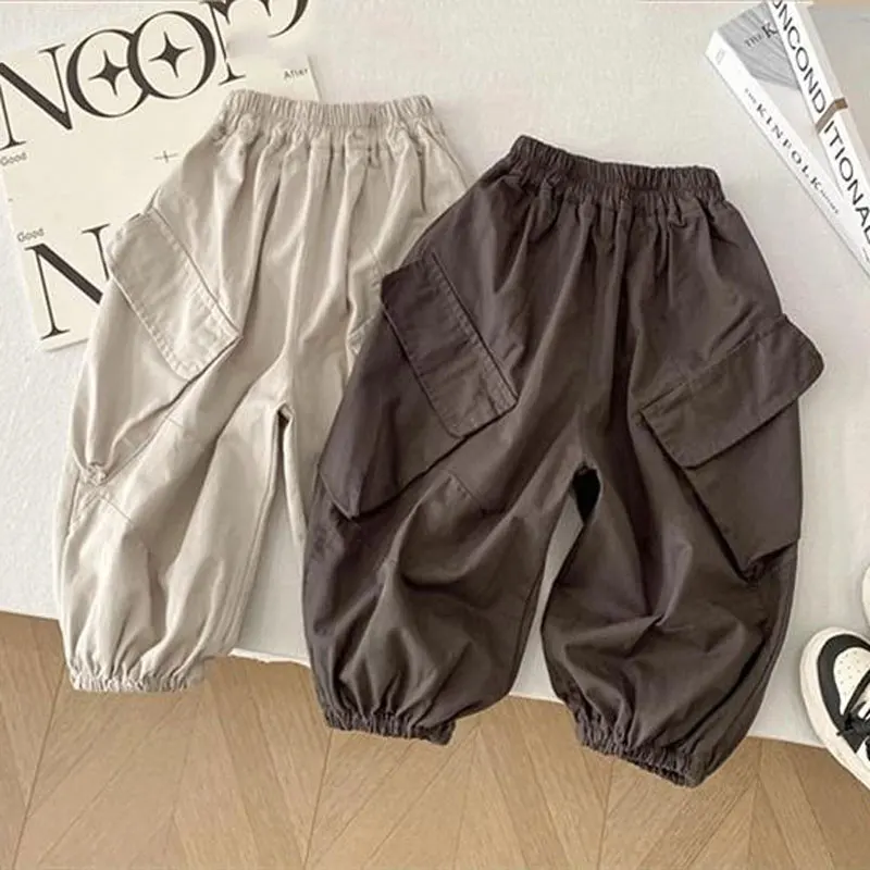 

Boys Pants Spring Autumn Pocket Trousers for Kids 2024 Children Casual Sports Joggers Baby Cargo Pants Clothing