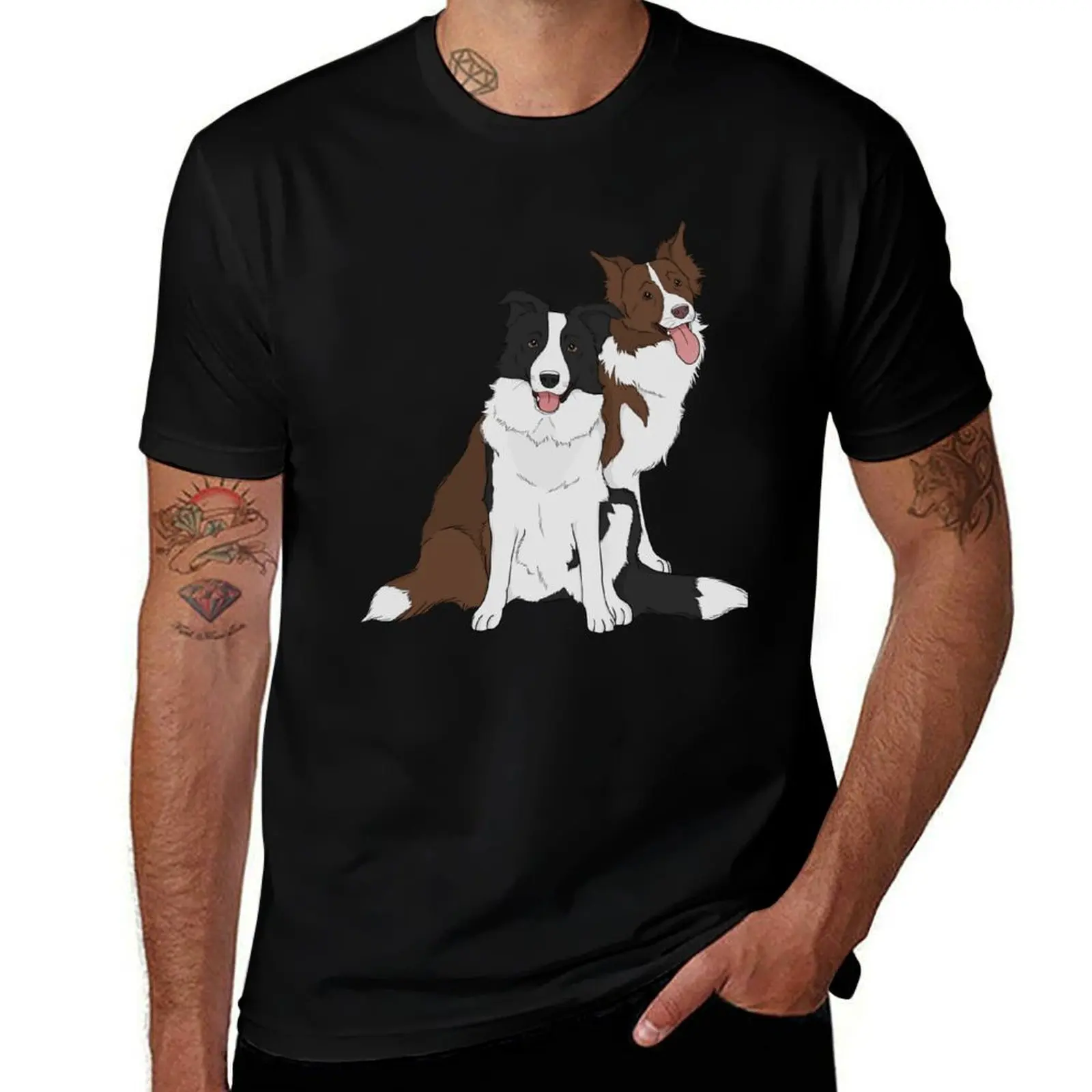 Border Collies T-Shirt Comfortable Basic Crew Neck Tee T-Shirt