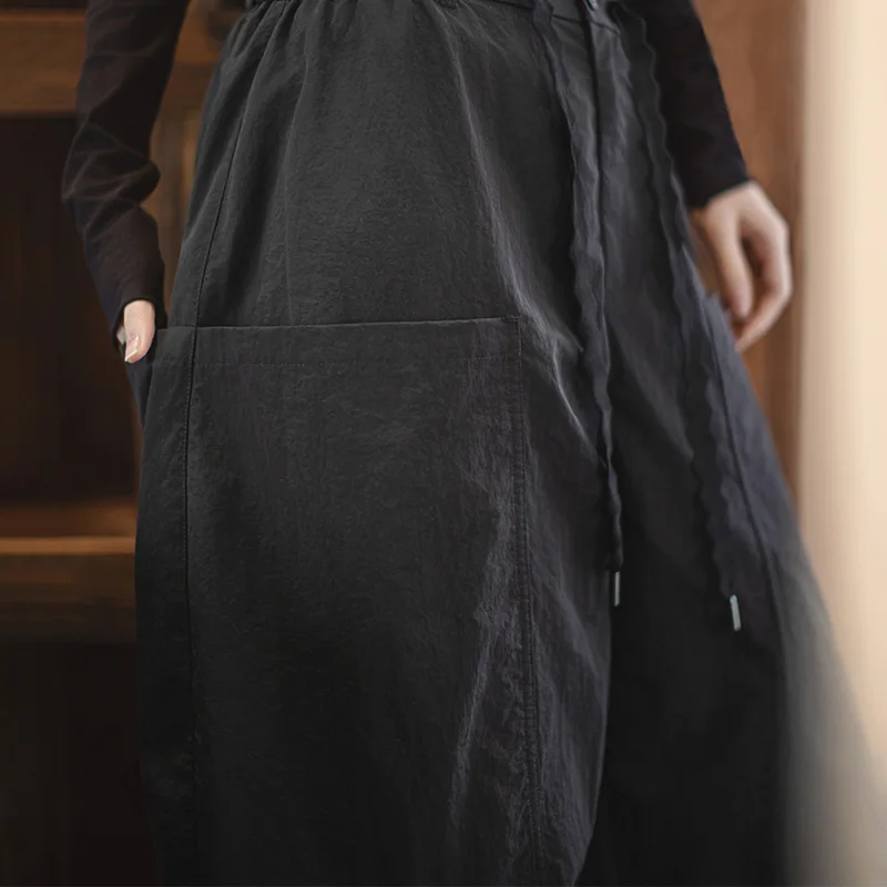 Maden женские повседневные универсальные черные широкие брюки весна-лето легкие брюки свободного покроя модная уличная одежда брюки палаццо