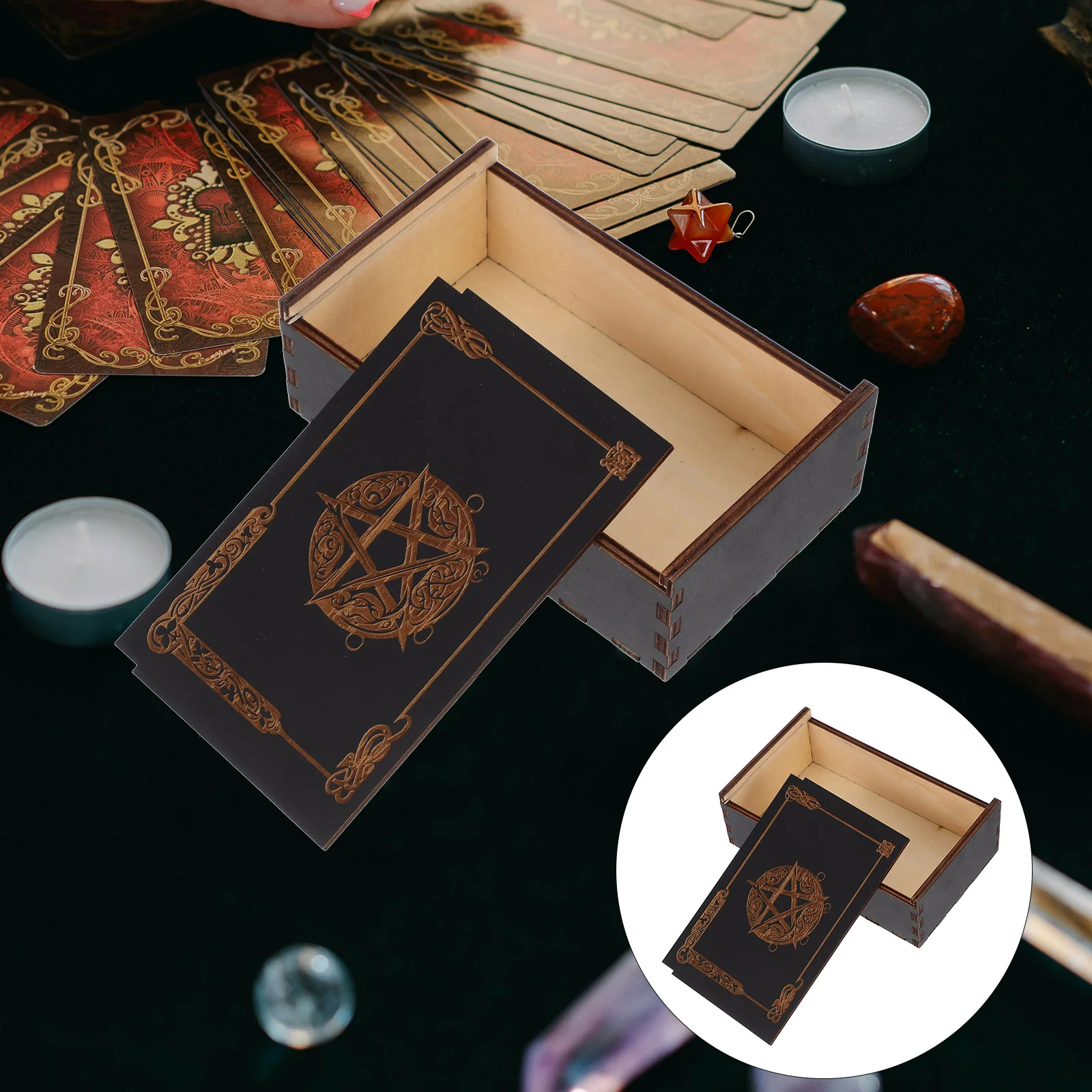 Small Wooden Box For Tarot Cards Decorative Storage Box For Tarot Card Collections Wood Games Cards Box Sports Card Holder