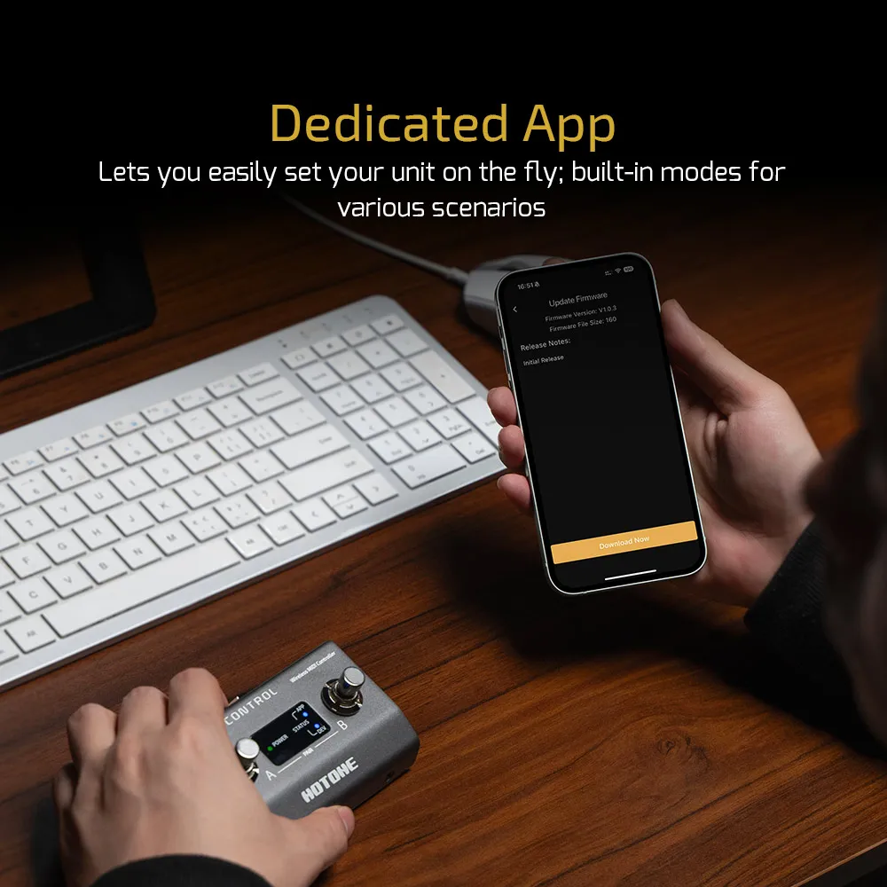 HOTONE Pulze Control Compact intelligent commutateur 2 pieds contrôleur MIDI sans fil pédale de guitare batterie intégrée EC-2