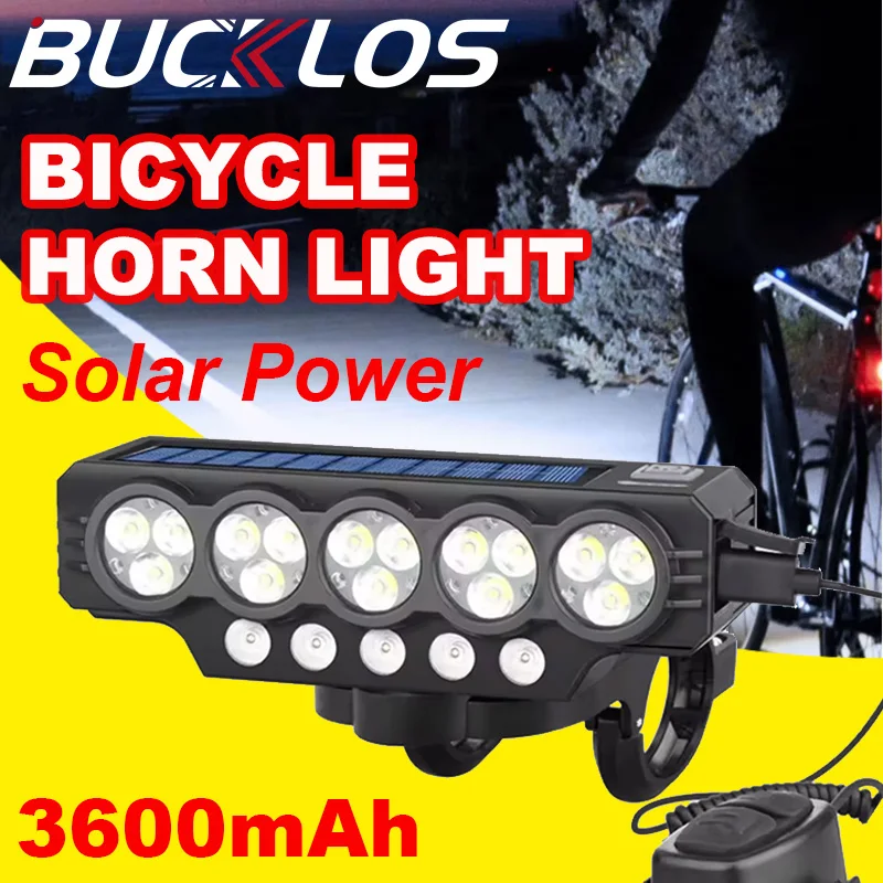

20LED Bicycle Horn Light Solar Bike Headlight USB Rechargeable Cycling Front Light Waterproof Bicycle Lamp Cycling Accessories