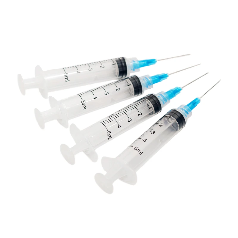 100 seringues stériles Luer Lock de 5 ml avec aiguille 23G de 1 pouce, emballées individuellement pour les laboratoires scientifiques, l'industrie et les animaux de compagnie