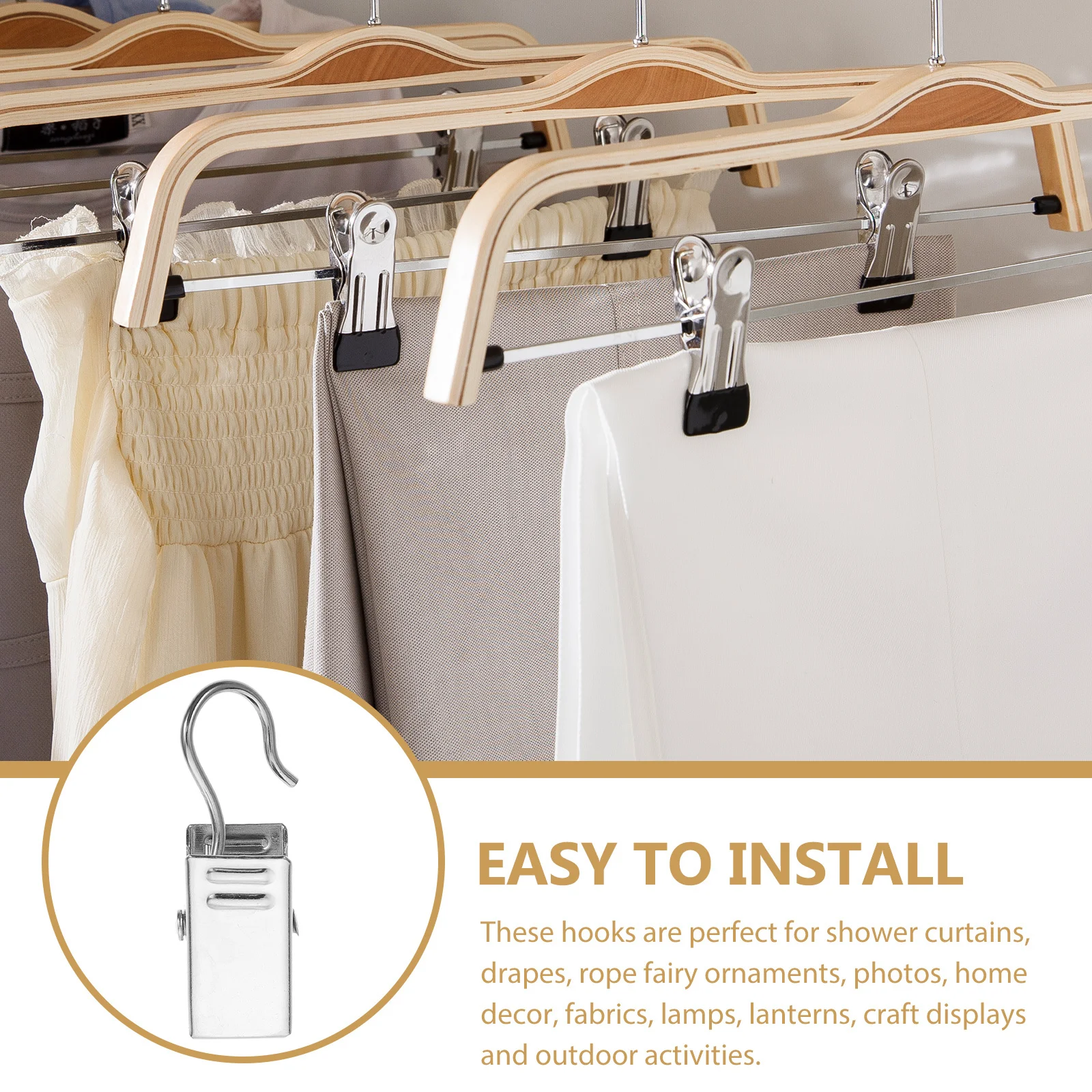 60Pcs Curtain Clips Iron Material Heavy Duty for Hanging Curtains Shower Curtain Fixing Photo Display Holiday String Lights Home