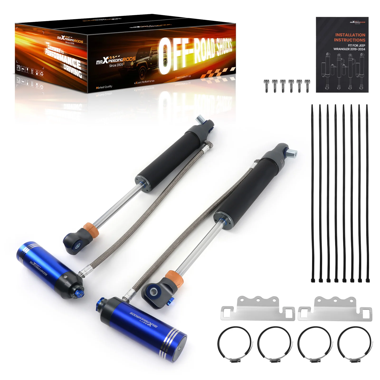 

Remote Reservoir 2" Lift Front Shocks For Jeep Wrangler JL 18-24