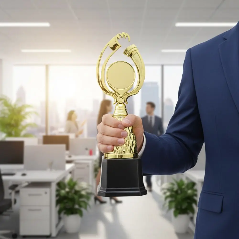 21/24/27/29 CM Trophy Cup Black Base Custom-Made Competition Trophy Plastic Material Creative Design Trophy Decoration