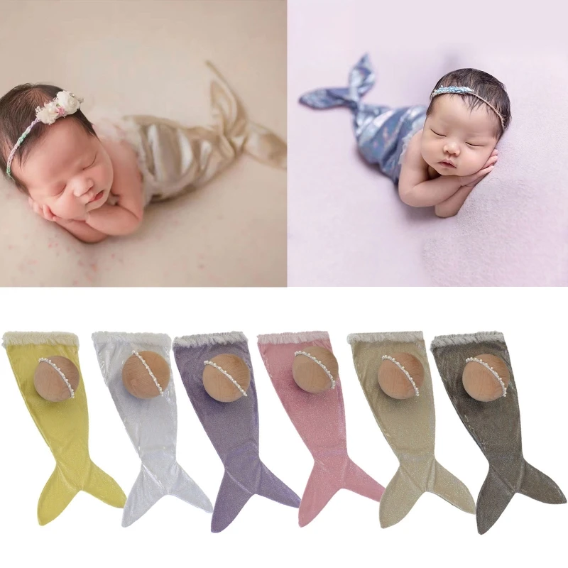 97BE Baby Photography Costume Set Newborn Photo Props with Beads Headbands Decoration for Infant Girls Boys DIY Craft Tool