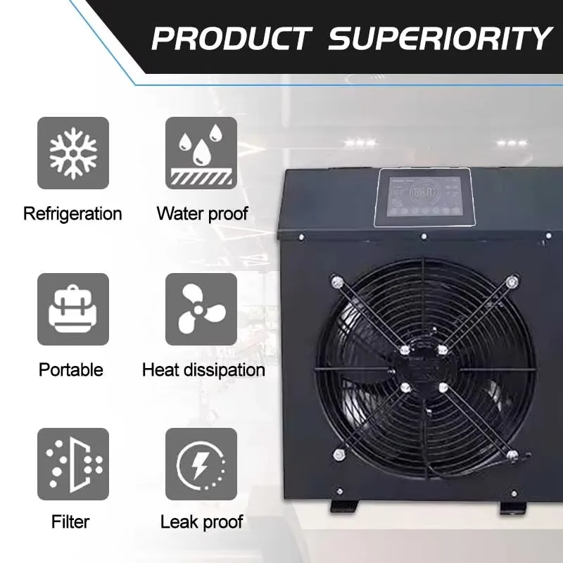 Heating Cooling 1.5hp Build-in Filter Pump Cold Plunge Ice Bath Industrial Water Chiller With UV Ozone and WIFI