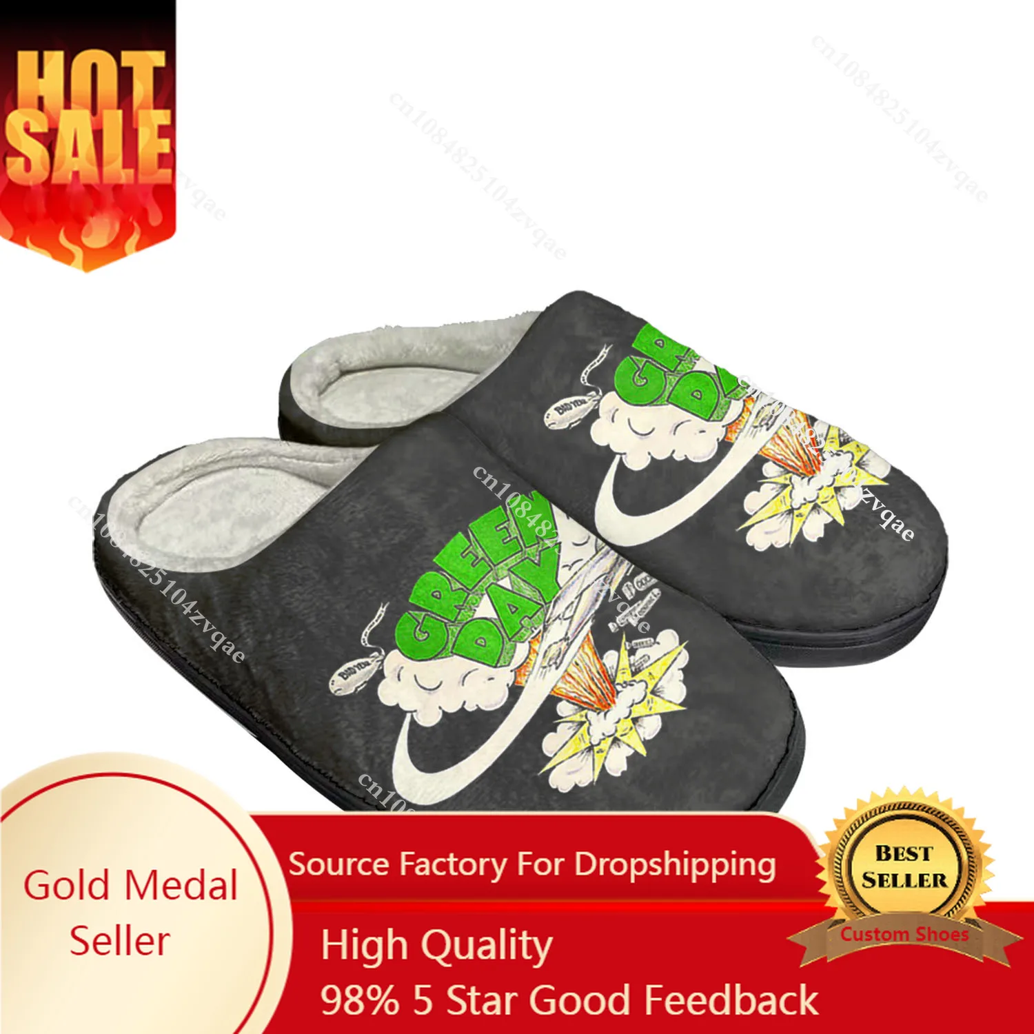 Green Day Pop Rock Band Home Cotton Custom Slippers Mens Womens Sandals Plush Bedroom Casual Keep Warm Shoe Thermal Slipper