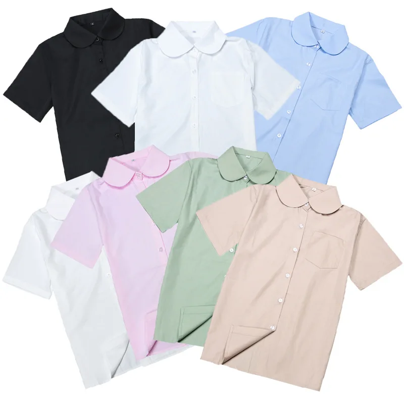 Japanese Middle High School Sailor Blouse School Uniform 2022 Student Clothes for Pink/Black/White/Green/Khaki Shirt South Korea