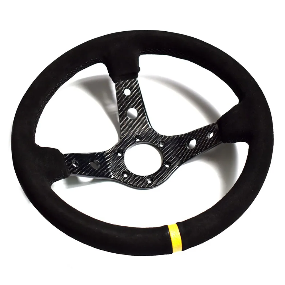 350mm Carbon Grain Color Steering Wheel Modification Racing Sports Steering Wheel Accessories Concave 90mm Universal